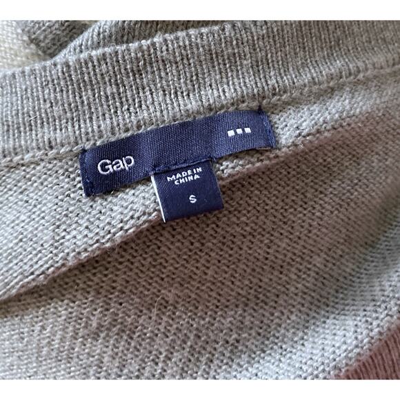 Gap Gray White Striped Scoop Neck 3/4 Sleeve Sweater Small - Picture 6 of 6